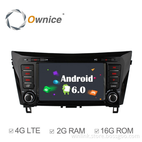 Ownice Cortex A53 4Core Android 6.0 automotive player for nissan qashqai x-trial with 16G rom support 4G